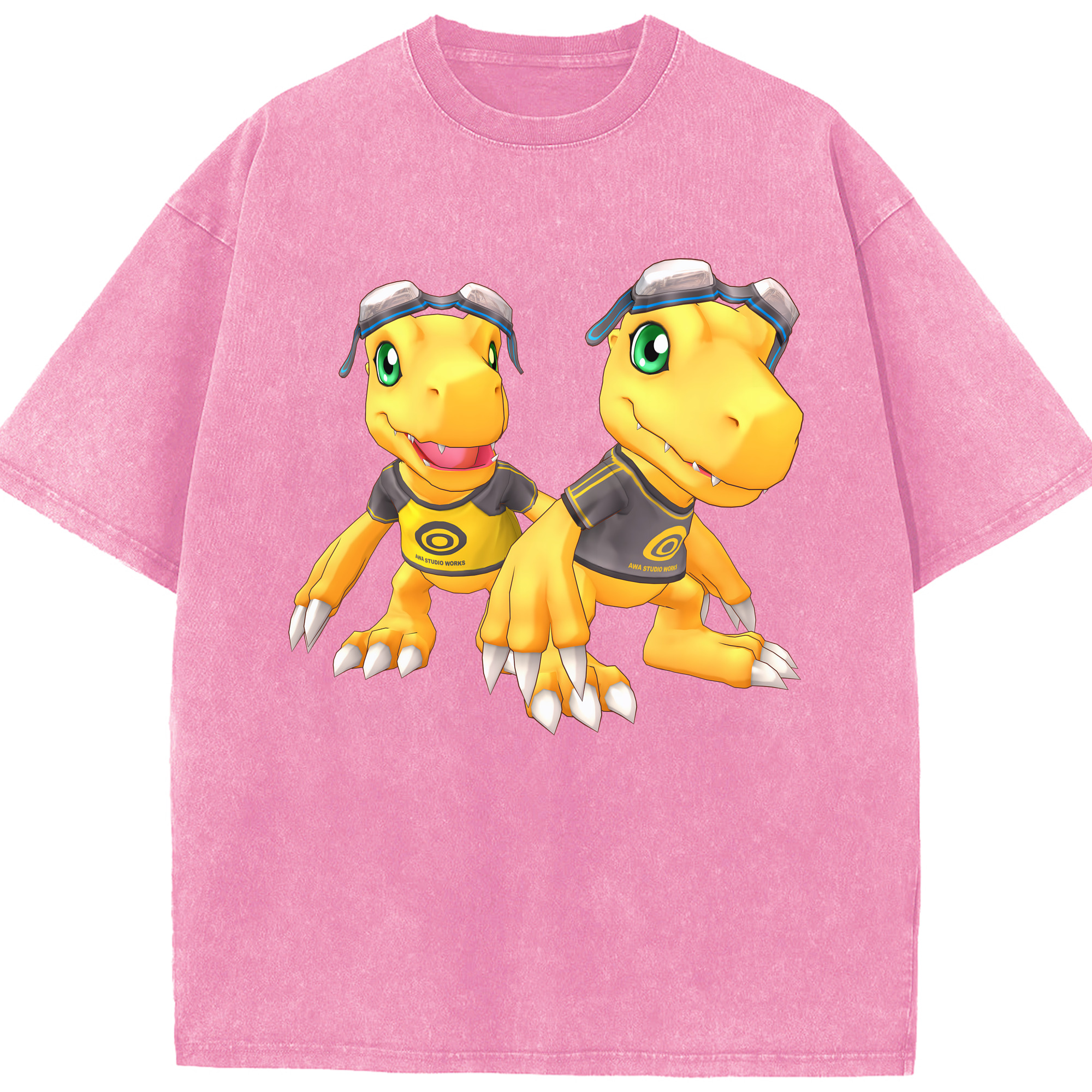 （画像用） Digimon デジタルモンスター/デジモン 綿100% ヴィンテージ風 半袖Tシャツ（フロントプリント）